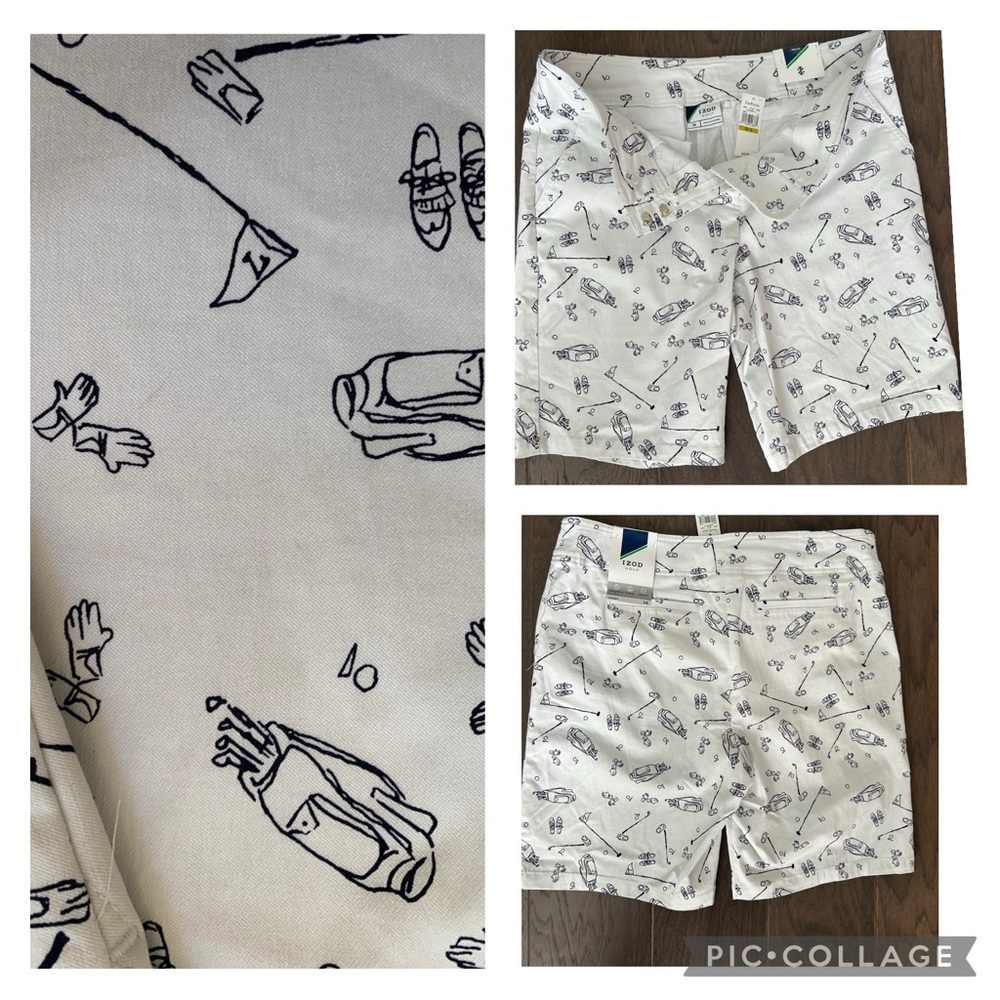 Izod Golf Stretch Chino Graphic Active Performance Shorts NWT - Picture 2 of 13
